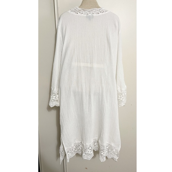 Talbots White Gauzy Cotton Crotchet Swim Coverup Dress L - Picture 2 of 8